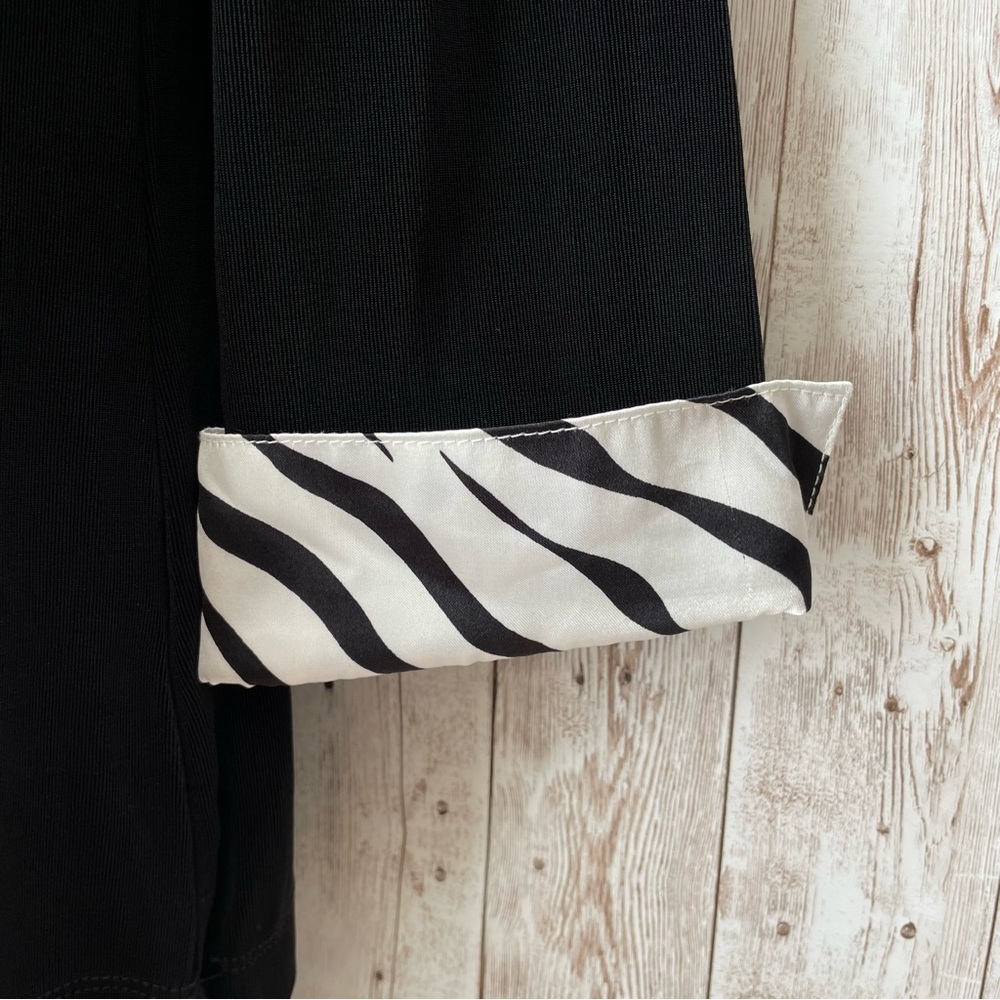 Kiara Collared Blouse Black White Zebra Print Trim Stretch 90s Y2K Size M - Picture 4 of 10